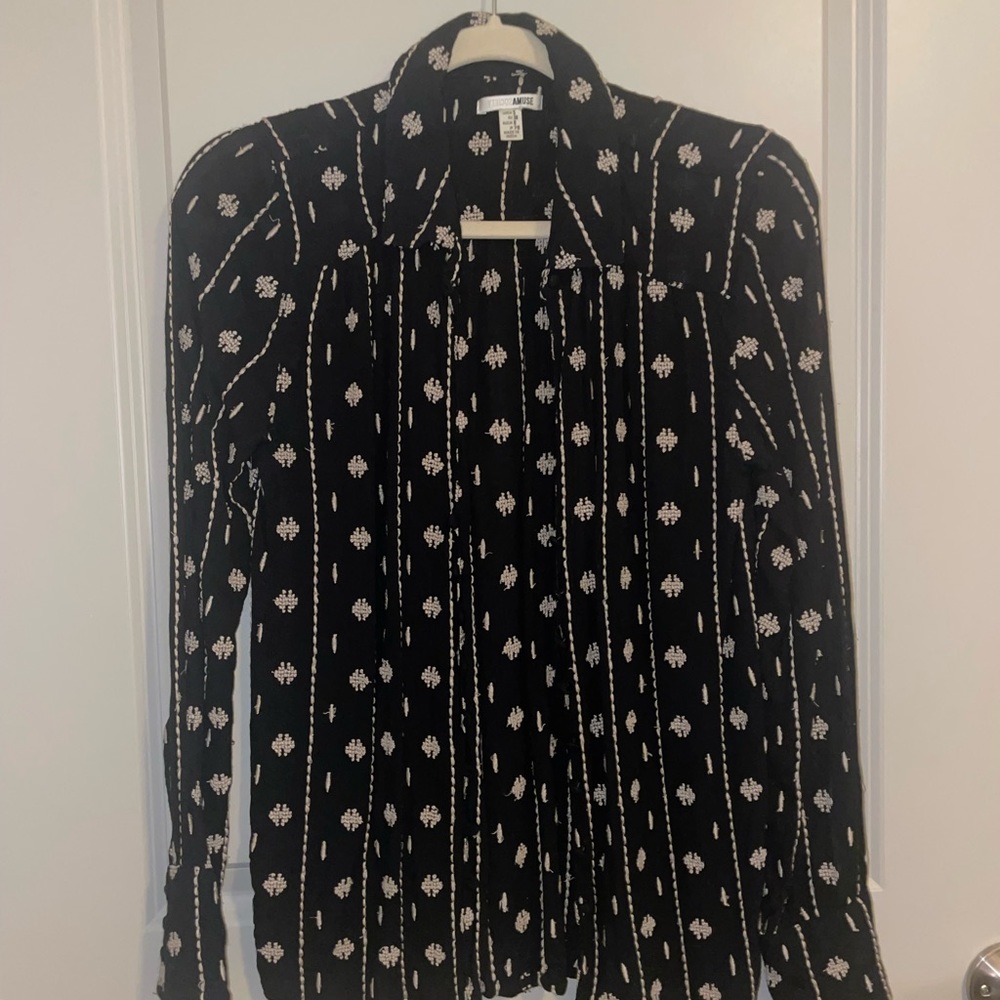 Amuse Society Western Stitch Button Down Top